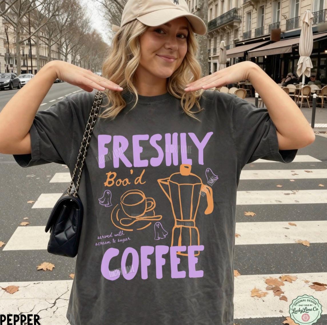 Comfort Colors Halloween Coffee Freshly Boo Coffee Ghos Skeleton Halloween Coffee Lover Spooky (3)