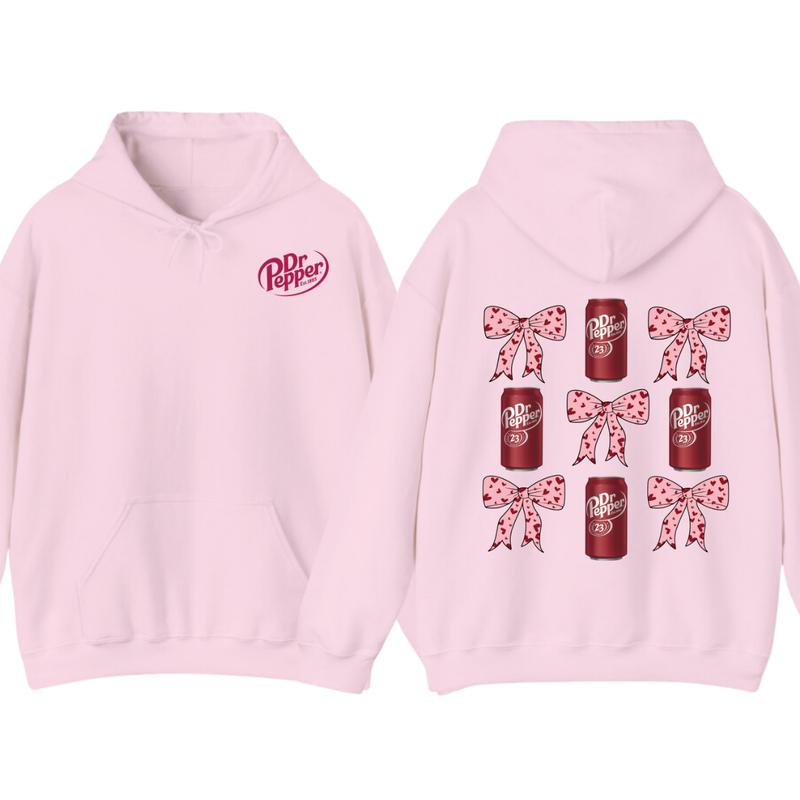 Dr Pepper Coquette Bow Pink  T-Shirt Hoodie, Full color, unisex Sweatshirt | PureTeeCo.com (Image 6)