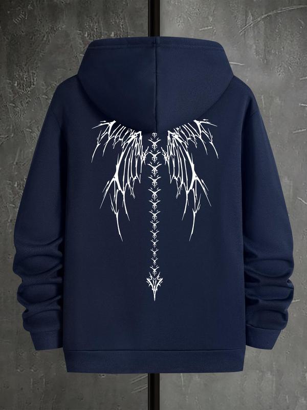 Men's Angel Wings Print Hoodie, Fashion Casual Regular Fit, Drawstring Pocket Sweatshirt for Outdoor Daily... (Image 1)