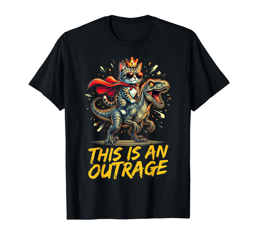 Cat Riding Dinosaur Outrage Unisex T-shirt, Sweatshirt, Hoodie (1)