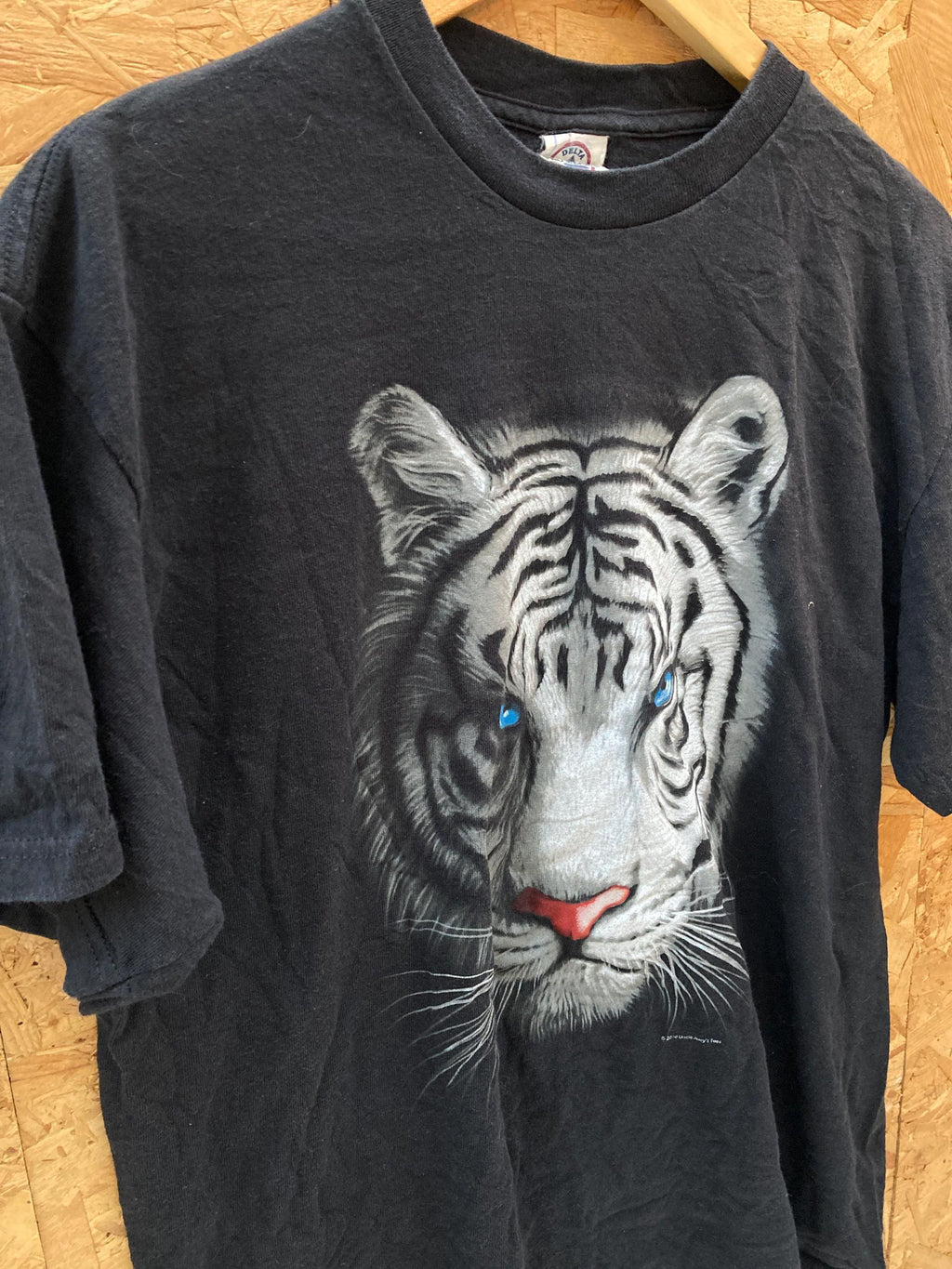Vintage Y2k White Tiger Face Animal Souvenir Size Large Delta (4)