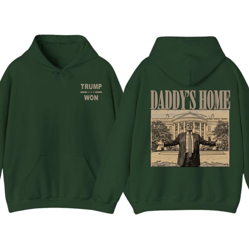 Trummp Daddy's Home 2024 Black Hoodie â€“ Bold Political Statement Design T-Shirts, Sweatshirt | PureTeeCo.com (Image 8)
