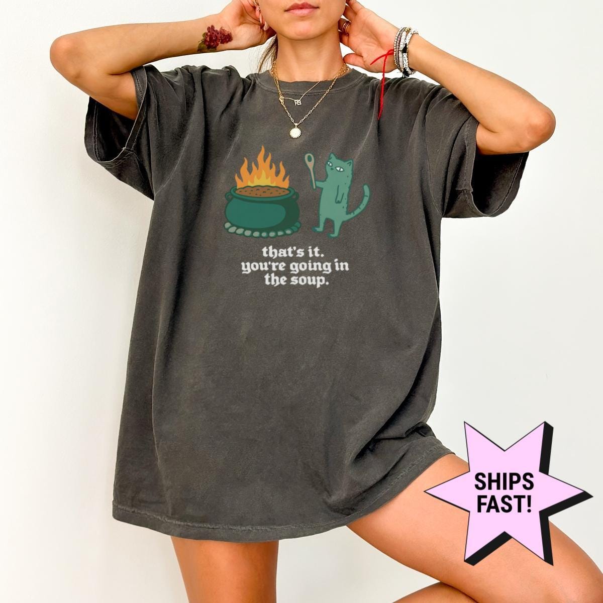 Comfort Colors Re Going Soup Weirdcore Dark Humor Tee Meme Sarcastic Cat Meme (2)