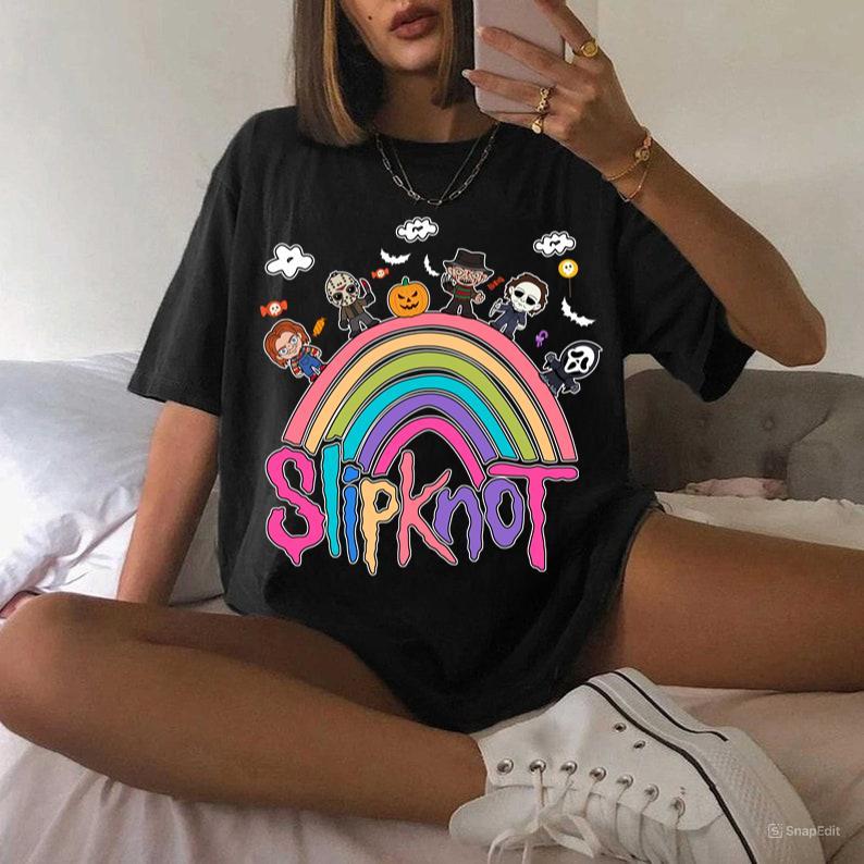 Halloween Slipknot Rainbow Shirt Scary Characters Horror Friend Tshirt Hoodie, Sweatshirt | PureTeeCo.com (Image 2)