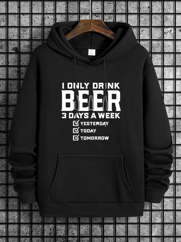 Unisex Men's Initial Print Drop Shoulder Essentials Hoodie, Fashion Sweatshirt with Drawstring Pockets, Men's... (Image 1)