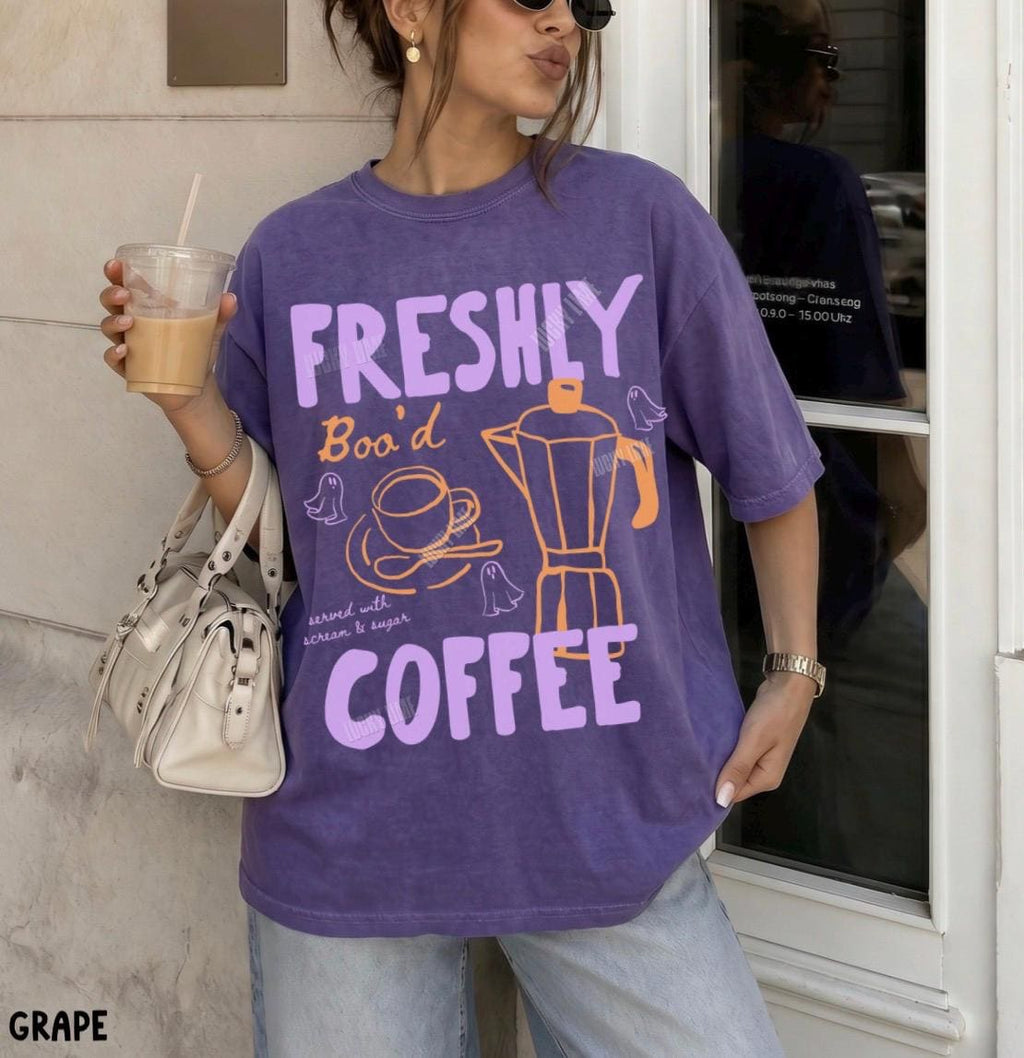 Comfort Colors Halloween Coffee Freshly Boo Coffee Ghos Skeleton Halloween Coffee Lover Spooky (1)
