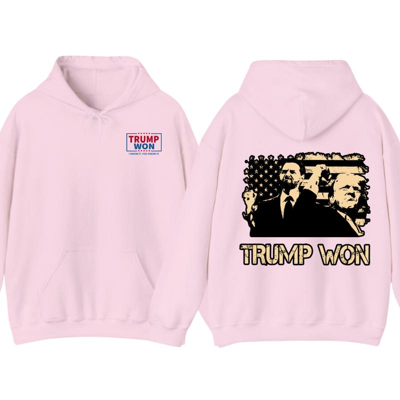 Trummp Won Hoodie - Trendy with Bold Distressed Graphic of Trummp and American Flag, Unisex Political Apparel... (Image 6)