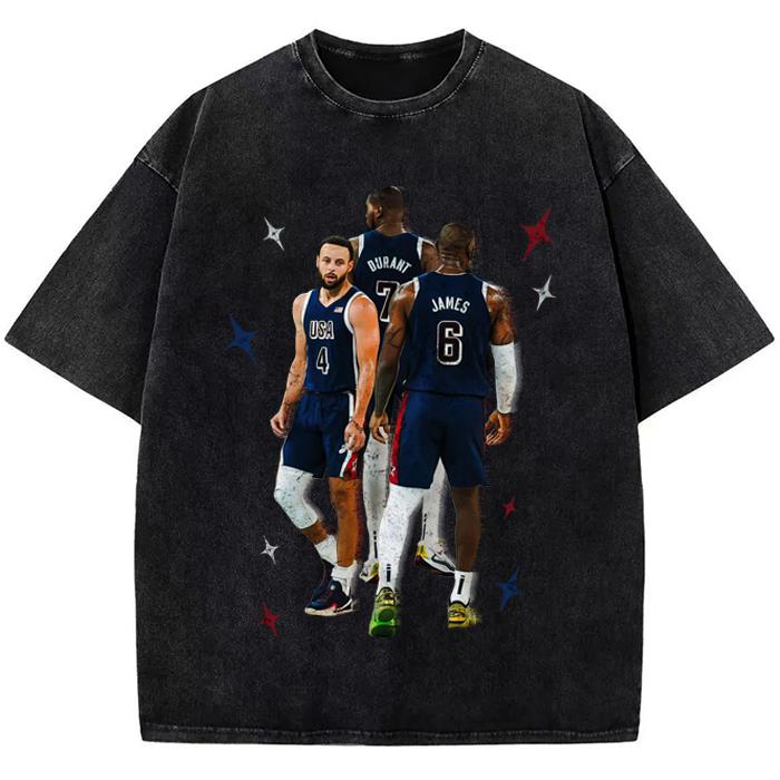 Stephen Curry Bron Durant BIG 3 USA World Champ Custom Graphic Tee Hoodie, Sweatshirt | PureTeeCo.com (Image 1)