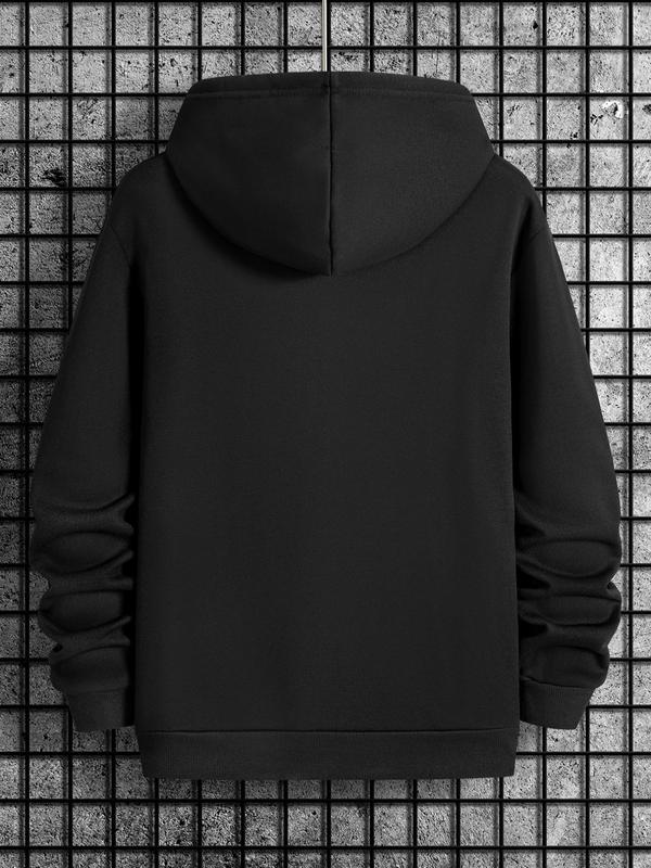 Men's Heart Print Drawstring Hoodie with Pocket, Casual Long Sleeve Sweatshirt for Men's Fall & Winter, Daily... (Image 2)
