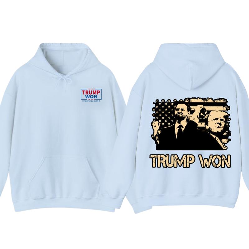 Trummp Won Hoodie - Trendy with Bold Distressed Graphic of Trummp and American Flag, Unisex Political Apparel... (Image 7)