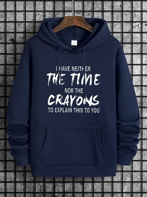 Men's Letter Print Drawstring Pocket Hoodie, Essentials Sweatshirt, Long Sleeve Regular Fit, Men's Clothing for... (Image 7)