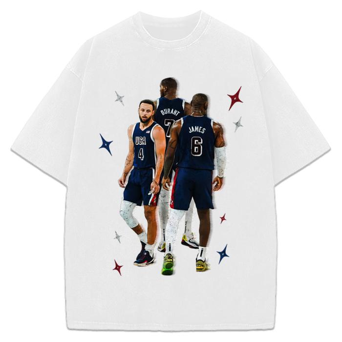 Stephen Curry Bron Durant BIG 3 USA World Champ Custom Graphic Tee Hoodie, Sweatshirt | PureTeeCo.com (Image 2)