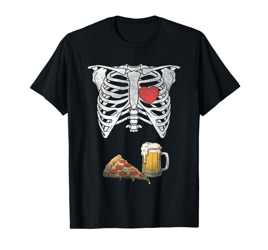 Dad Skeleton Halloween Beer Pizza Pregnancy Couple Unisex T-shirt, Sweatshirt, Hoodie (1)