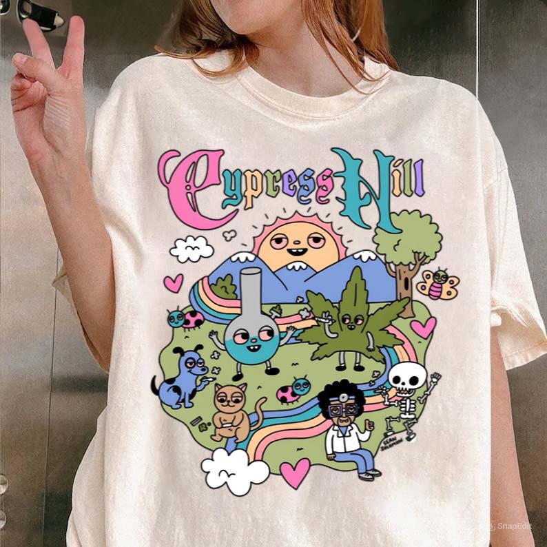 Cypress Hill - Happy Time T-Shirt Cute Rainbow Sunny T-Shirt Casual Cotton Hoodie, Sweatshirt | PureTeeCo.com (Image 6)