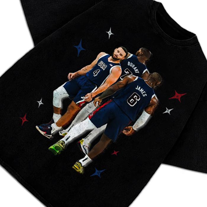 Stephen Curry Bron Durant BIG 3 USA World Champ Custom Graphic Tee Hoodie, Sweatshirt | PureTeeCo.com (Image 5)