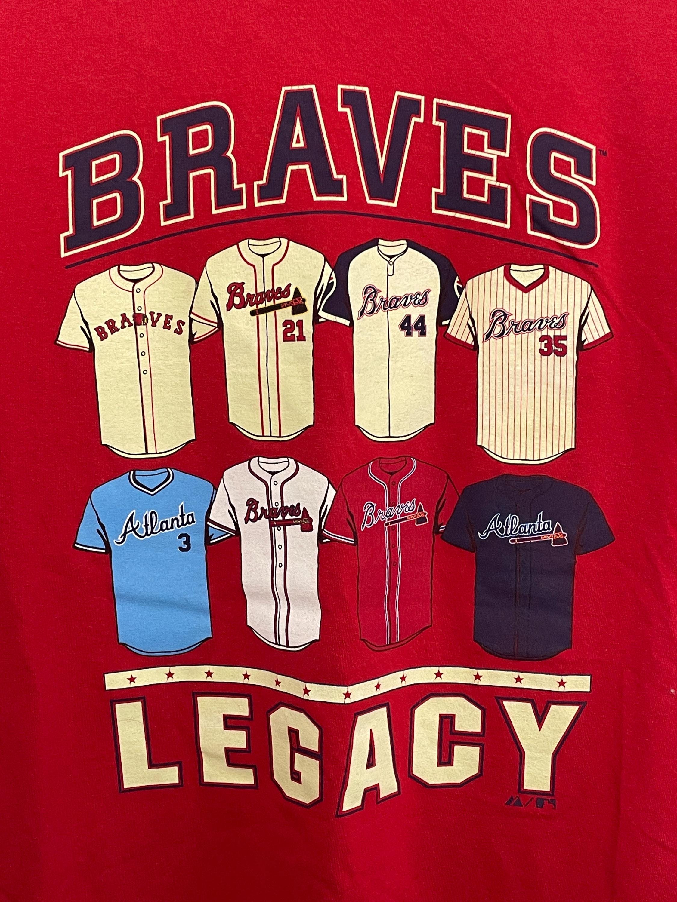 Vintage Majestic Atlanta Braves Legacy Mlb Baseball Red Size Large (2)