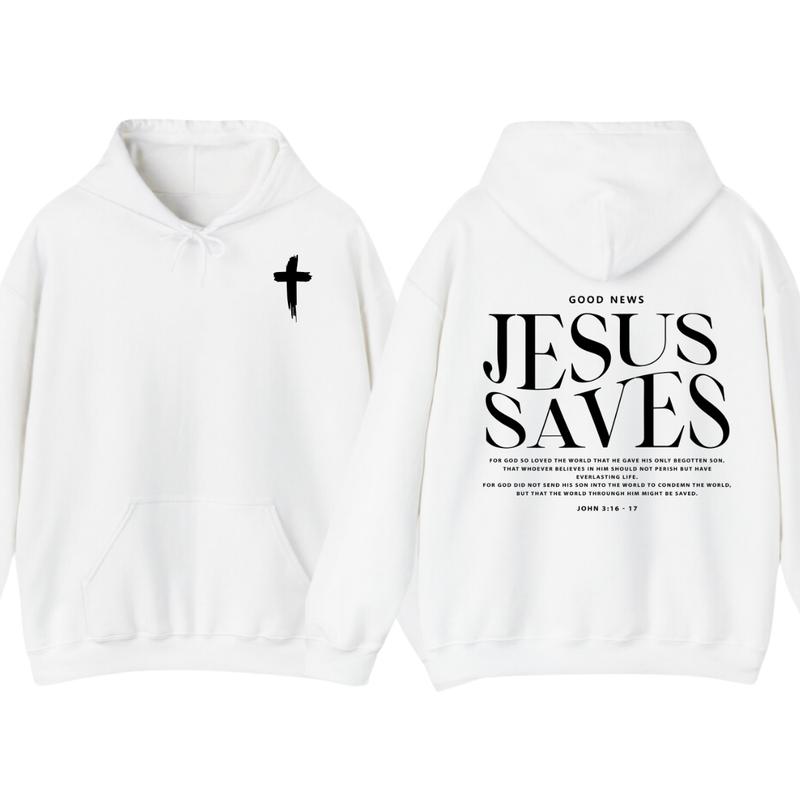 Jesus Saves John 316-17 Front and Back Print Christian Pullover Hoodie Full Color, for Men Women T-Shirts,... (Image 2)