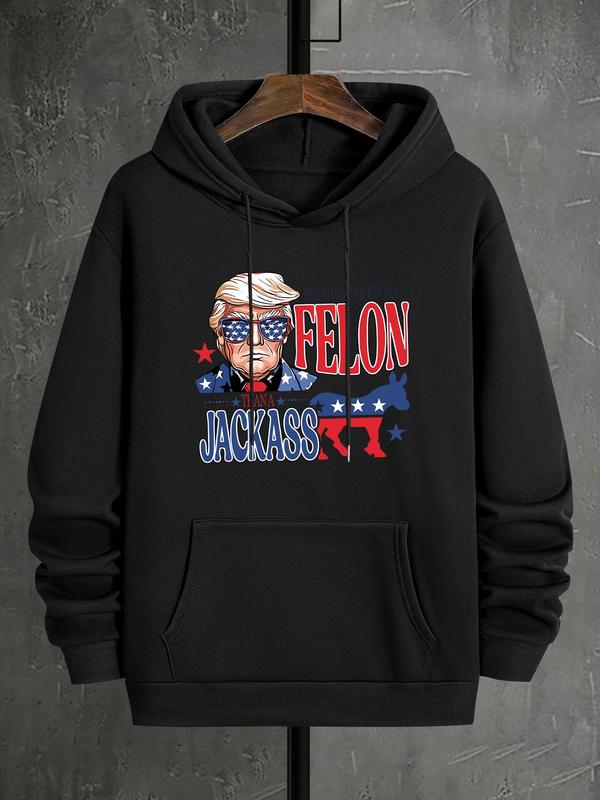 Men's Letter Graphic Print Drop Shoulder Hoodie, Casual Drawstring Pocket Sweatshirt, Daily Outdoor Men's... (Image 4)