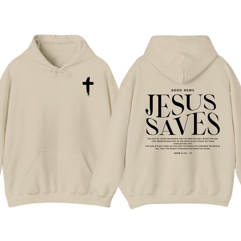 Jesus Saves John 316-17 Front and Back Print Christian Pullover Hoodie Full Color, for Men Women T-Shirts,... (Image 5)