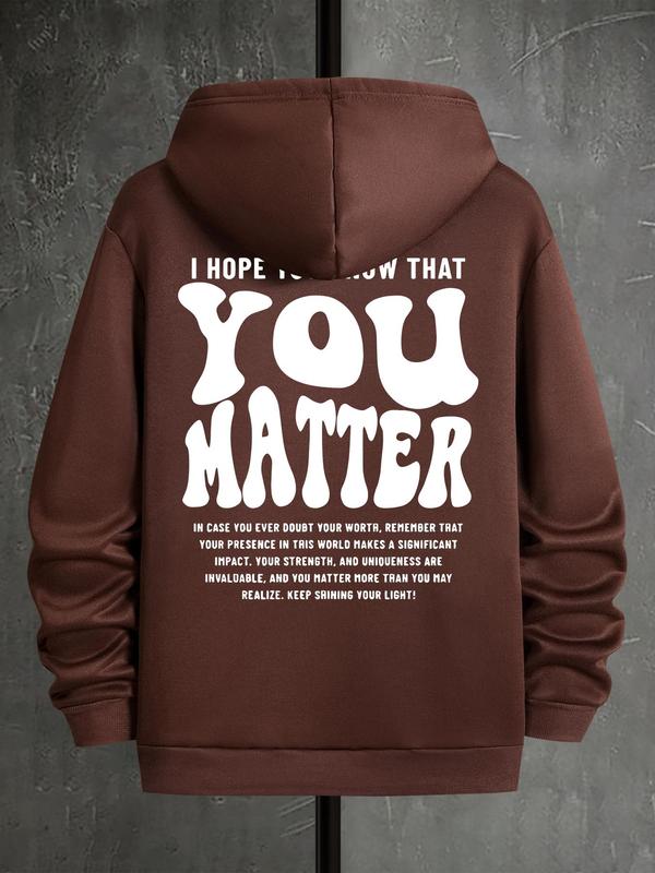 Letter Print Men's Casual Drawstring Hoodie, Regular Fit Sweatshirt for Spring & Fall, Fashionable Daily Men's... (Image 5)