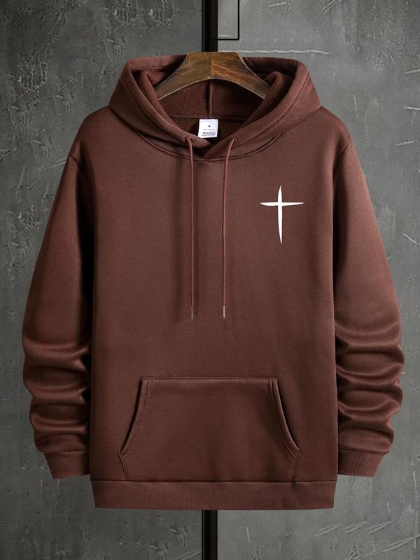 Men's Cross Print Hoodie, Casual Regular Fit Kangaroo Pocket Sweatshirt for Fall & Winter, Men's Daily Wear... (Image 5)