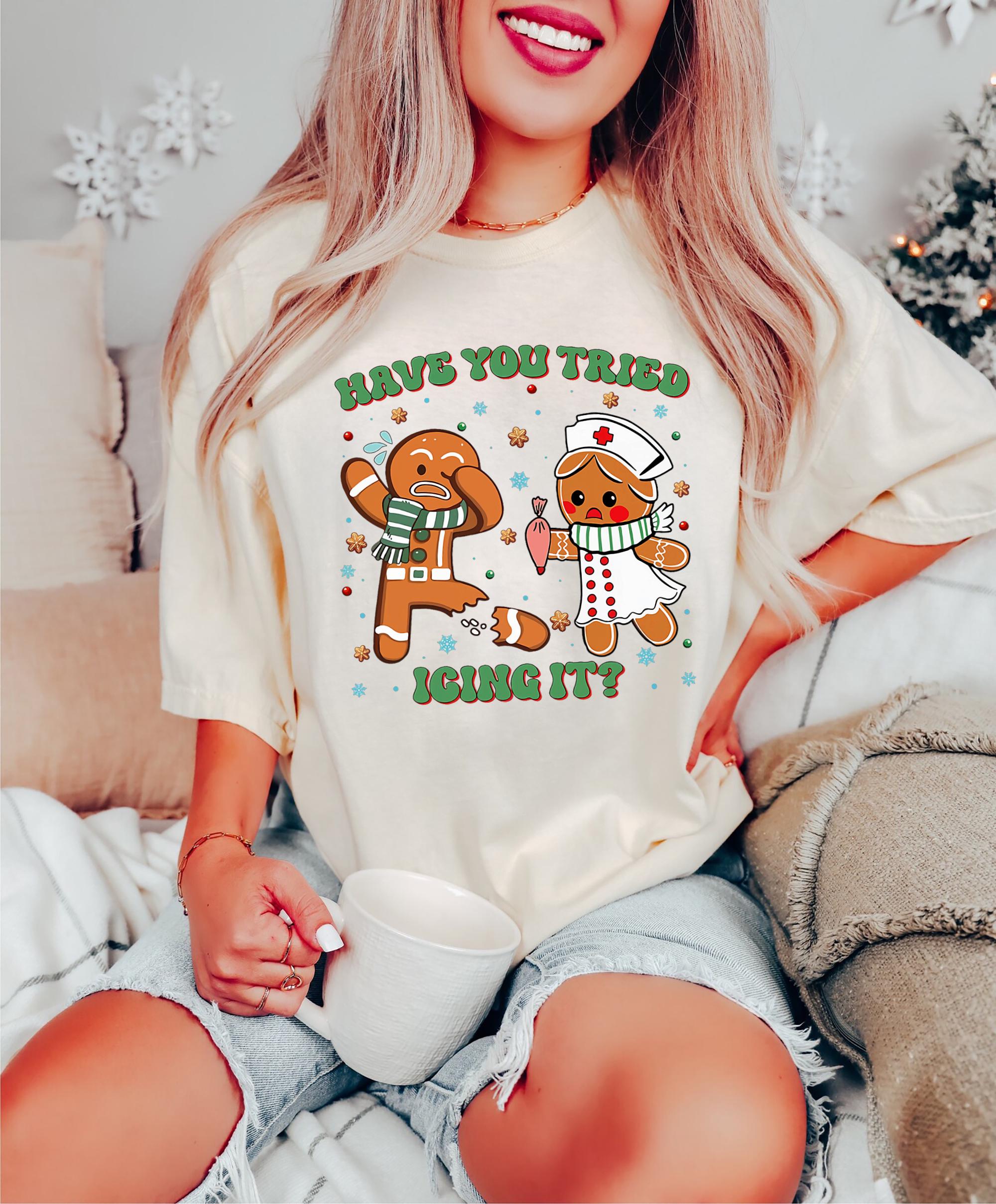 Nurse Christmas Tried Icing Gingerbread Nurse Nurse Holiday Tee Ems Christmas Tee (1)