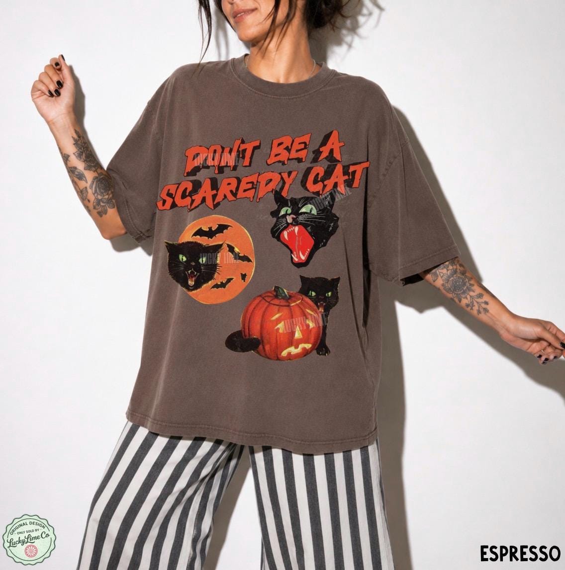 Comfort Colors Black Cat Pumpkin Don Scaredy Ca Retro Vintage Halloween Spooky Season Tee Cat Lover (3)