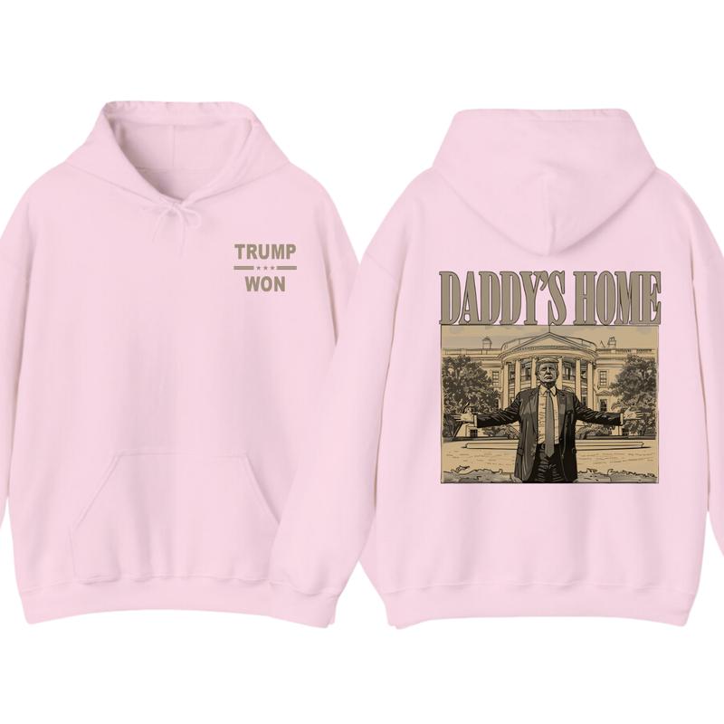 Trummp Daddy's Home 2024 Black Hoodie â€“ Bold Political Statement Design T-Shirts, Sweatshirt | PureTeeCo.com (Image 6)