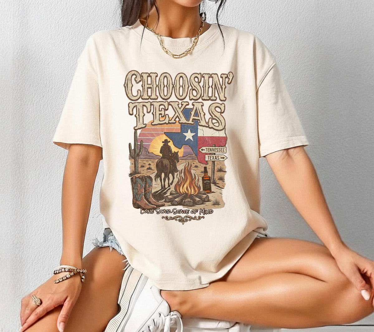 Choosin Texas Comfort Colors Vintage Country Music Merch Retro Western Cowboy (2)