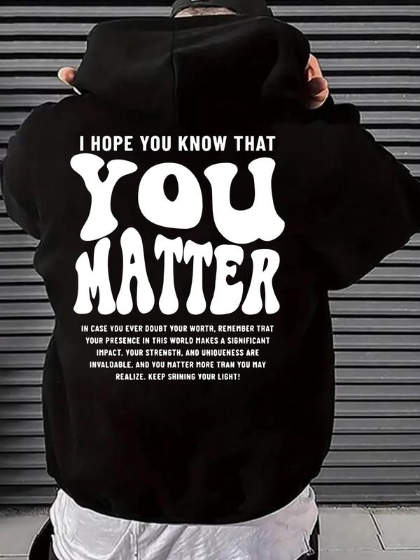 Letter Print Men's Casual Drawstring Hoodie, Regular Fit Sweatshirt for Spring & Fall, Fashionable Daily Men's... (Image 1)