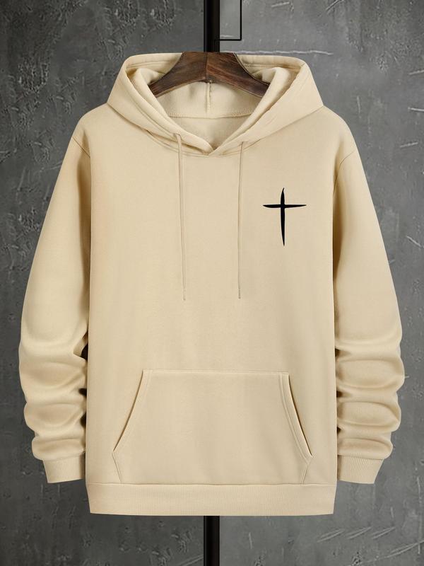 Men's Cross Print Hoodie, Casual Regular Fit Kangaroo Pocket Sweatshirt for Fall & Winter, Men's Daily Wear... (Image 3)