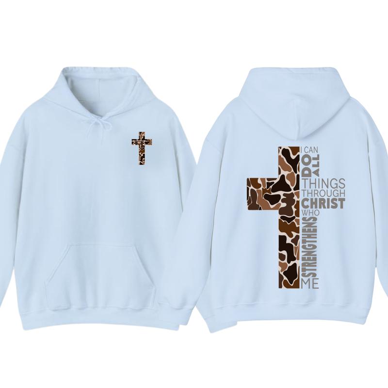 Christian Hoodie - Camo Cross Design with Philippians 413 Verse, Perfect for Faithful Believers and... (Image 7)