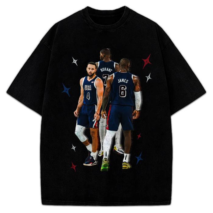 Stephen Curry Bron Durant BIG 3 USA World Champ Custom Graphic Tee Hoodie, Sweatshirt | PureTeeCo.com (Image 3)