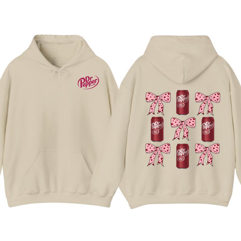 Dr Pepper Coquette Bow Pink  T-Shirt Hoodie, Full color, unisex Sweatshirt | PureTeeCo.com (Image 5)