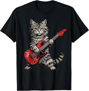 Cat Playing Guitar Rock Roll Unisex T-shirt, Sweatshirt, Hoodie (1)