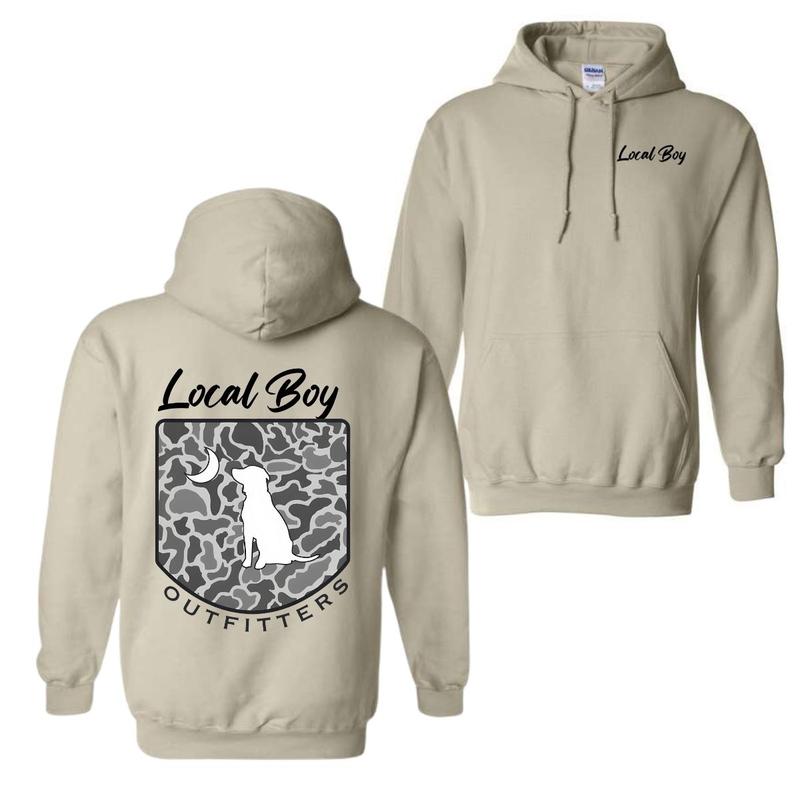 Local Boy Outfitters Hoodie Classic Camouflage Design Featuring a Dog and Moon Graphic, Ideal for Nature Lovers... (Image 8)