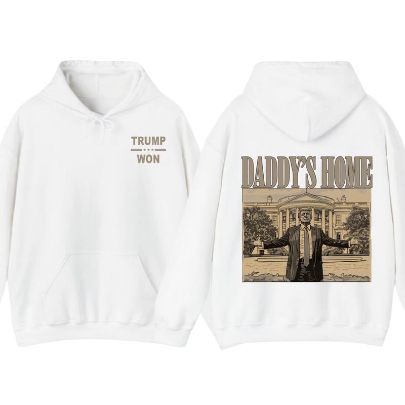 Trummp Daddy's Home 2024 Black Hoodie â€“ Bold Political Statement Design T-Shirts, Sweatshirt | PureTeeCo.com (Image 2)