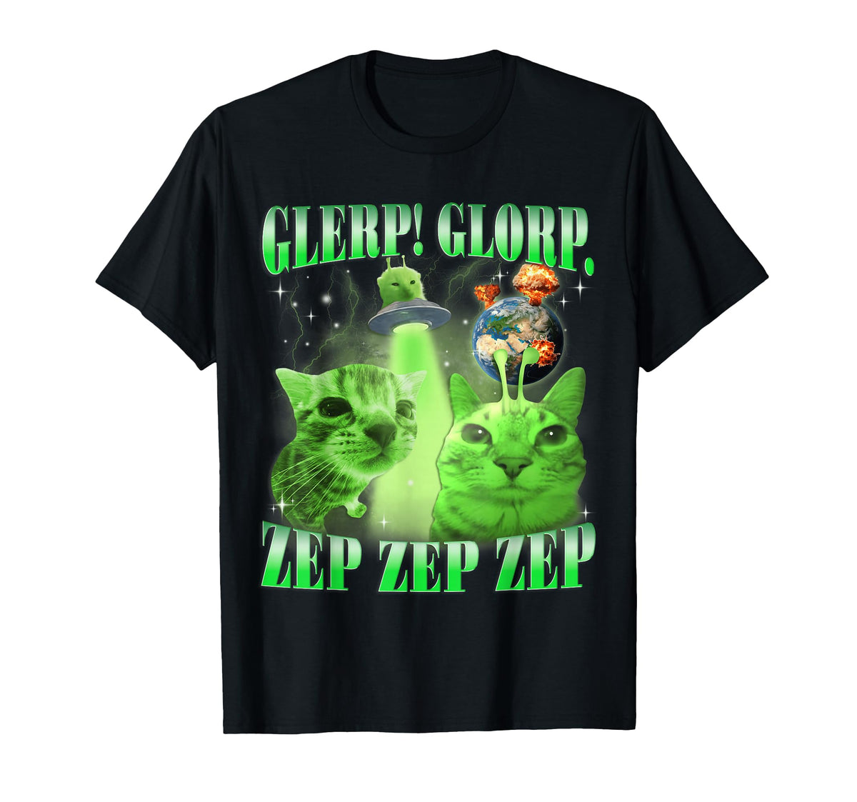 Ufo Glorp Zep Zep Alien Cat Space Kitten Meme Unisex T-shirt, Sweatshirt, Hoodie (1)