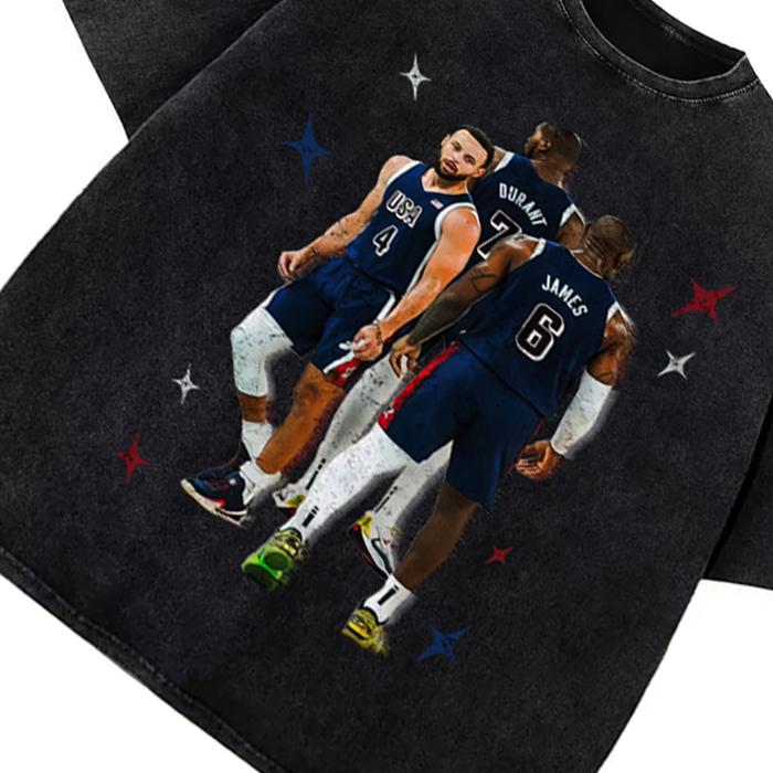 Stephen Curry Bron Durant BIG 3 USA World Champ Custom Graphic Tee Hoodie, Sweatshirt | PureTeeCo.com (Image 4)