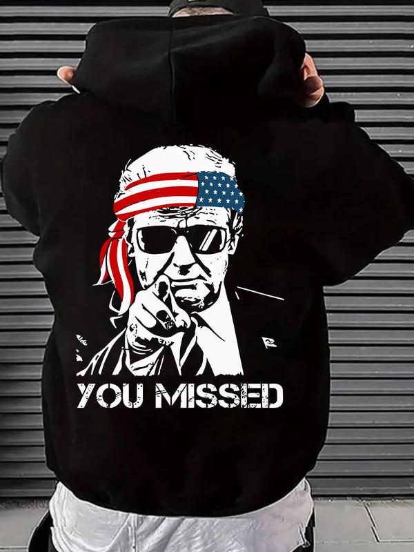 Men's American Flag Print Drawstring Hoodie, Casual Regular Fit Sweatshirt for Spring & Fall, Daily Wear... (Image 5)