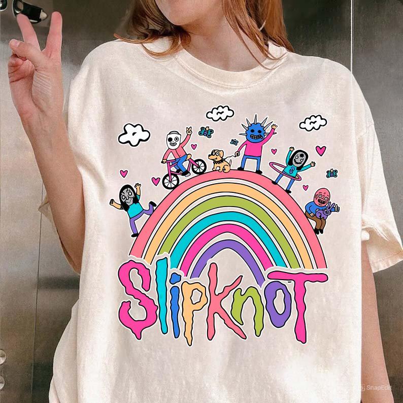 Vintage Rainbow the Slipknot Band Shirt, Slipknot 90s Records Rock Casual Cotton Hoodie, Sweatshirt | PureTeeCo.com (Image 3)