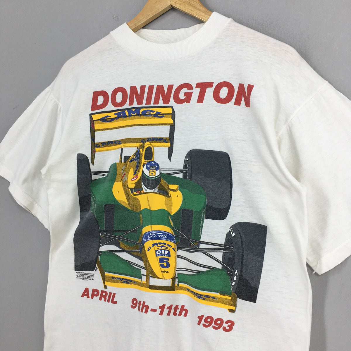 Vintage 90'S Donington Grand Prix 1993 Camel Ford White Medium Formula Grand Prix Racing F1 Sports Car Nordica F1 Tee Size (3)