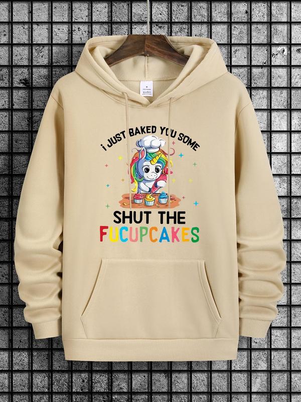 Men's Cartoon Print Drop Shoulder Hoodie, Fashion Drawstring Hooded Sweatshirt for Spring & Fall, Streetwear... (Image 3)