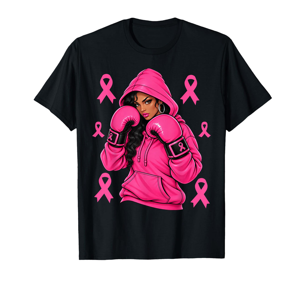 Black African American Woman Fight Breast Cancer Pink Ribbon (1)