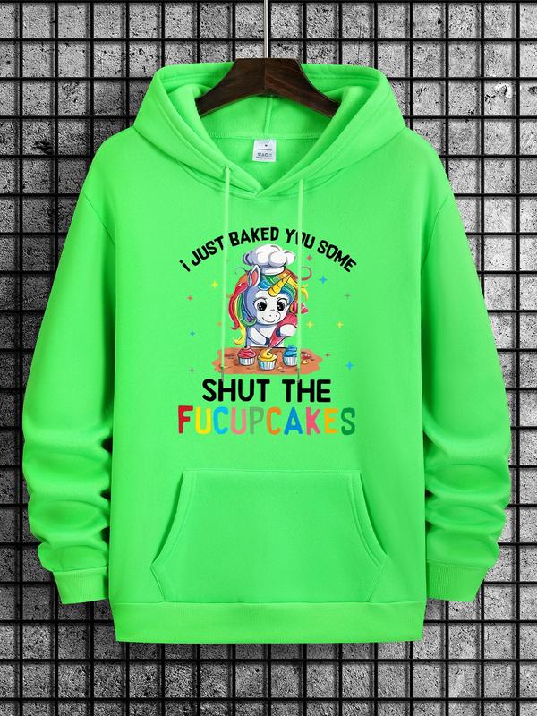 Men's Cartoon Print Drop Shoulder Hoodie, Fashion Drawstring Hooded Sweatshirt for Spring & Fall, Streetwear... (Image 6)