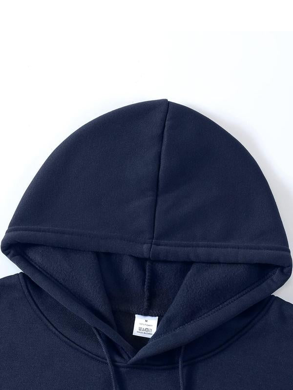 Men's Letter & Flag Print Thermal Hoodie, Drawstring Sweatshirt Casual for Fall & Winter, Regular Fit Men's... (Image 9)