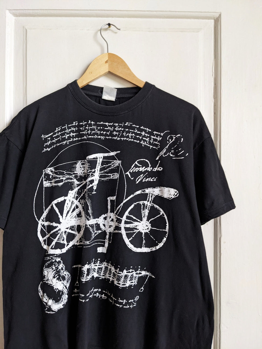 Vintage Leonardo Da Vinci Bicycle Art Sketch Tee Black Xl (3)