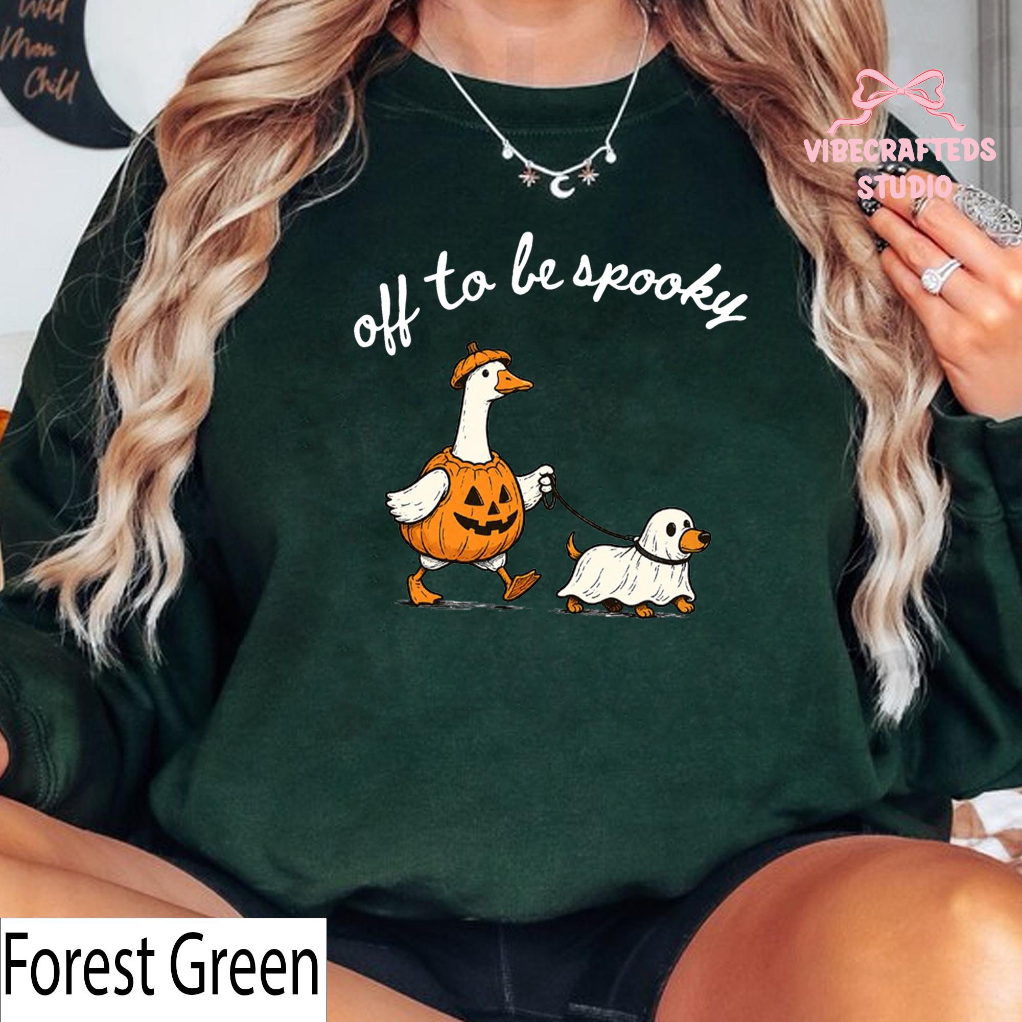 Goose Walking Ghost Dog Off Spooky Goose Halloween Pumpkin Goose Fall Spooky Season (3)