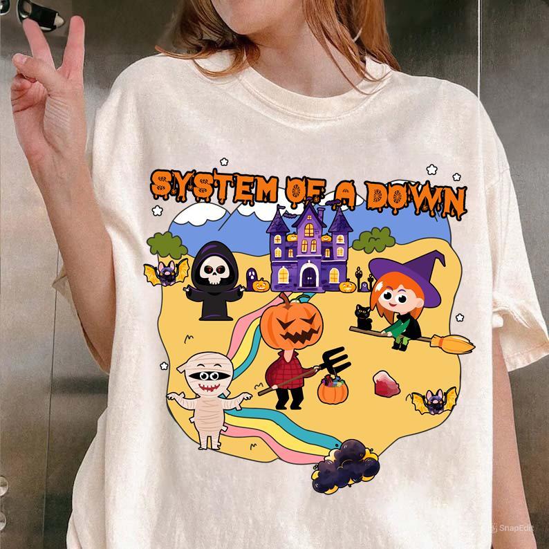 Halloween System Of A Down Shirt Scary Characters Horror Friend Tshirt Hoodie, Sweatshirt | PureTeeCo.com (Image 1)