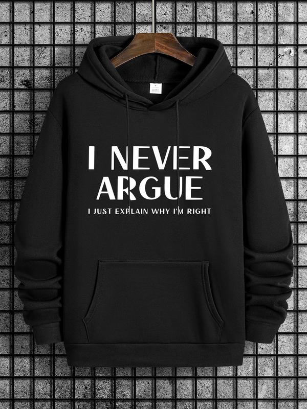 Essentials Hoodie with Slogan Print for Men, Drop Shoulder Design with Drawstring Pockets, Regular Fit, Spring... (Image 1)